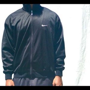 Vintage Nike Black Jersey Track Jacket. Big “N”
